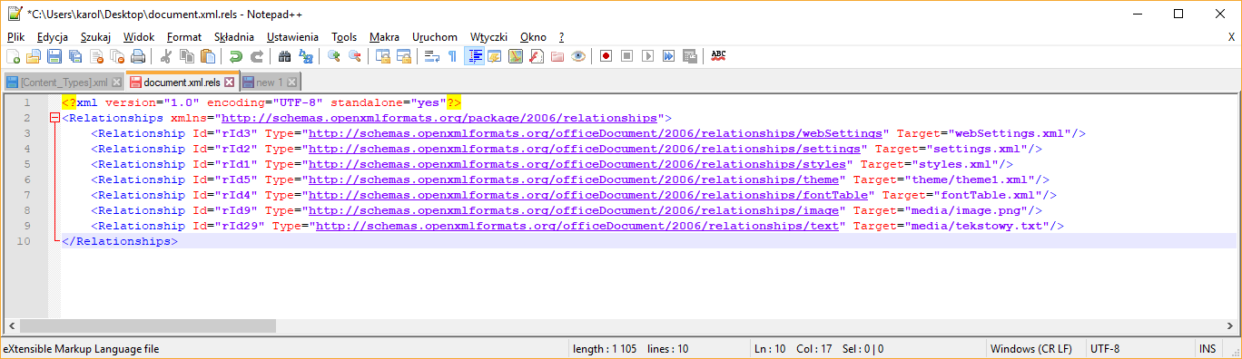Plik document.xml.rels po modyfikacji