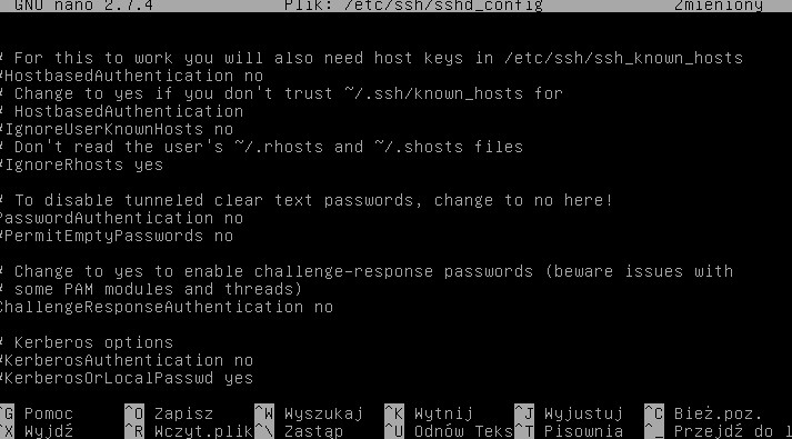 SSH wyłączenie logowania za pomocą hasła
